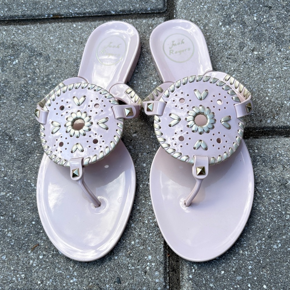 Jack Rogers Collin’s/Georgica Jelly Light Pink Sandals with Gold Accents